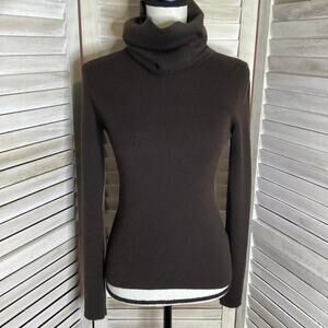Vintage Celine Brown Cashmere Ribbed Turtleneck Sweater L